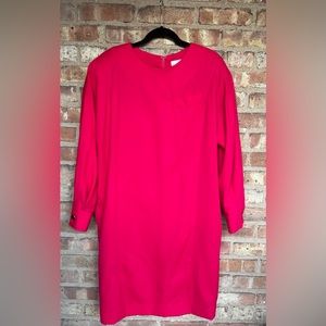Vintage Richard Warren Electric Pink 80's Wool Midi Dress🖤